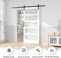 Fredbeck 36x80 White Glass Barn Door with Hardware Kit — image 2