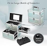 FRENESSA Extra Large Makeup Organizer with Drawer, Mirror, Dividers - Watery Blue — image 6