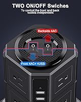 NVEESHOX Surge Protector Power Strip Tower with 8 AC Outlets & 4 USB Ports — image 6