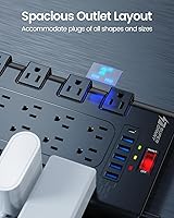 SUPERDANNY Power Strip Surge Protector with 22 AC Outlets and 6 USB Ports — image 4