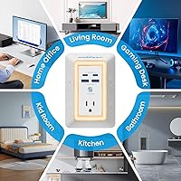 POWSAF 5 Outlet Surge Protector with 4 USB Ports — image 7