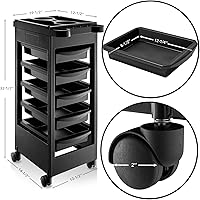 Saloniture Beauty Salon Rolling Trolley Cart with 5 Drawers — image 5