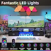 YAOHUOO Dual Monitor Stand with LED Light and 2 Drawers — image 2