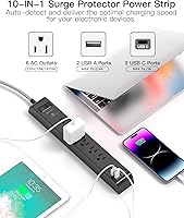 Mifaso Flat Plug Extension Cord 25FT Surge Protector Power Strip — image 2