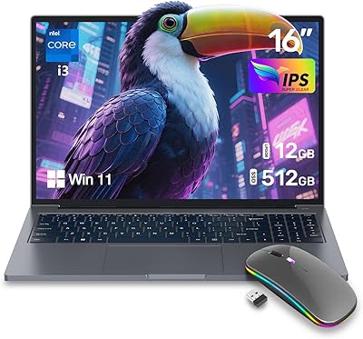 ZOLWAYTAC N160MU2-TU140 Gaming Laptop, Core i3, 12GB RAM, 512GB SSD, 16-inch FHD IPS