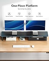 HUANUO Large Dual Monitor Stand with Drawer — image 3