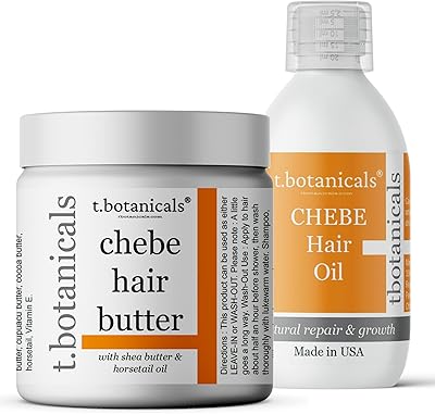 t.botanicals Hair Growth Set - 4 oz Chebe Oil & 8 oz Chebe Butter with Horsetail