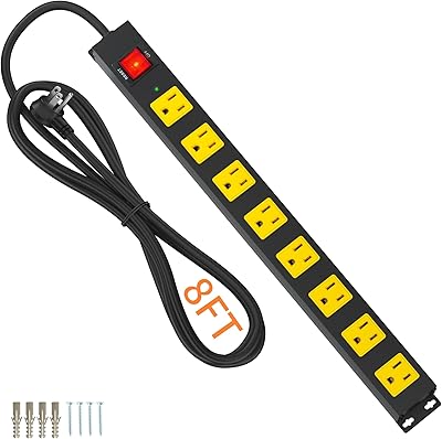 Plug'n 8 Outlet Power Strip with 2100J Surge Protection