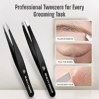 Beauty Power Precision Tweezers Set – Slant & Point Tips, Matte Black — image 5