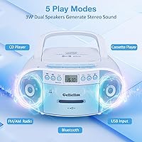 Gelielim Boombox CD and Cassette Player Combo 9224-Blue — image 2