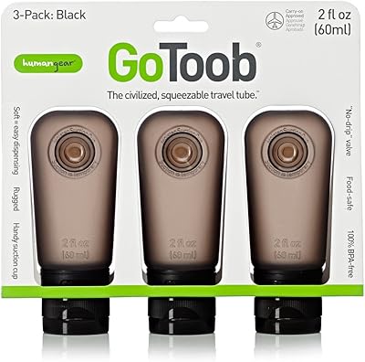humangear GoToob Travel Bottles 3pk, 2oz, Black