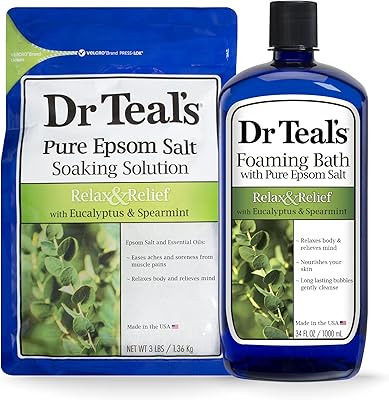 Dr Teal's Epsom Salt Soaking Solution and Foaming Bath, Eucalyptus, 3 lb & 34 oz
