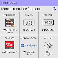 HP 17.3-inch Laptop 17-cp2199nr, AMD Ryzen 5 7520U, 16GB RAM, 512GB SSD — image 2