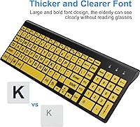 HXMJ Wireless Large Print Keyboard and Mouse Set E68 Yellow — image 3