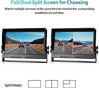 Fookoo Ⅱ HD Wired Backup Camera System Kit, 10-inch Dual Split Screen Monitor — image 3
