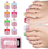 MUTIOVO 8 Mixed Summer Color French Tip Toe Nail Tips — image 1