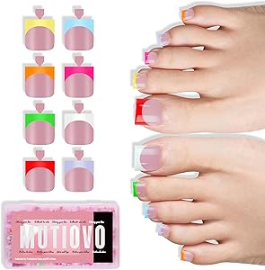 MUTIOVO 8 Mixed Summer Color French Tip Toe Nail Tips Review