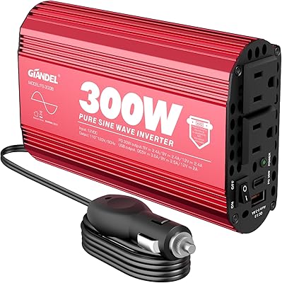 Giandel PS-300B 300W Pure Sine Wave Power Inverter with PD30W USB-C and QC 3.0 Ports