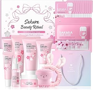 MrCuvaryas Sakura Skincare Set for Teen Girls & Women, 32PCS Review