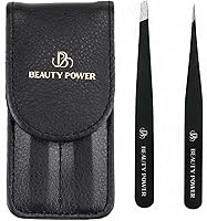 Beauty Power Precision Tweezers Set – Slant & Point Tips, Matte Black — image 1