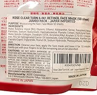 Kose Clear Turn 6-in-1 Retinol Face Mask 50 Sheets Jumbo Pack — image 3
