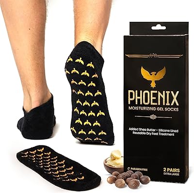 Phoenix Foot Peel Moisturizing Gel Socks for Men - Extra Large (2 Pairs)
