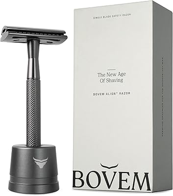 BOVEM Align Razor – Premium Single Blade Razor for Men with Stand and 5 Blade Refills