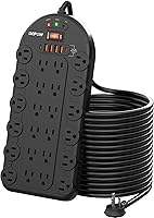 DEPOW 15Ft Power Strip Surge Protector with 24 Outlets and 6 USB Ports — image 1