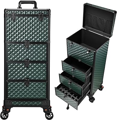 Yueieoun Nail Trolley Cart with 3 Drawers, Dark Green