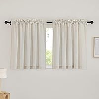 RYB HOME Linen Blend Curtains 36″L x 52″W, 2 Panels Set — image 1