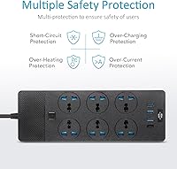 Jumpso UK to US Plug Adapter Power Strip with 6 Outlets and 4 USB Ports — image 5