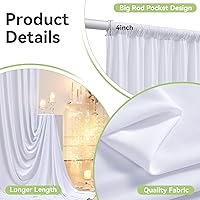 Leegleri 10ft x 12ft Wrinkle-Free White Backdrop Curtain — image 3