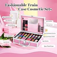 YBUETE Beginner Makeup Kit for Teen with Pink Cosmetic Case — image 2