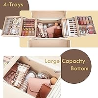 Joligrace Makeup Train Case Large Portable Organizer Retro Champagne Beige — image 5