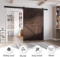FREDBECK 60x84 Brown Barn Door with 10ft Hardware Kit — image 2