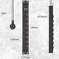 Jgstkcity Rack Mount Power Strip 8 Outlet PDU with Individual Switches — image 7
