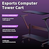 Pholiten Computer Tower Cart, Adjustable Height, 2-Tier, Black — image 5
