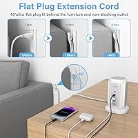 AiJoy Flat Plug Power Strip Tower with 9 Outlets and 5 USB Ports — image 4