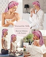 AWAYTR 100% Mulberry Silk Bonnet - Long Hair Sleeping Cap — image 4