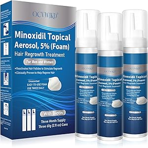 OCVWJKD 5% Minoxidil Foam for Men, Biotin-Infused, Unscented, 3-4 Month Supply Review