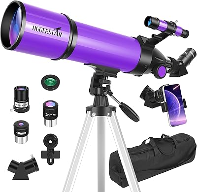 HUGERSTAR 80600Purple 80mm Refractor Telescope