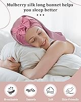 AWAYTR 100% Mulberry Silk Bonnet - Long Hair Sleeping Cap — image 5