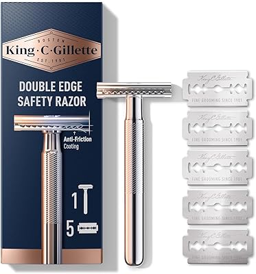 King C. Gillette Safety Razor with Chrome Plated Handle and 5 Blades