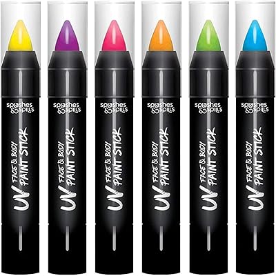 Splashes & Spills UV Face and Body Paint Sticks - 6 Colors