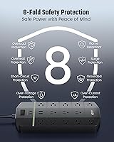 SUPERDANNY 5000 Joules Surge Protector Power Strip with 13 AC Outlets and 4 USB Ports — image 7