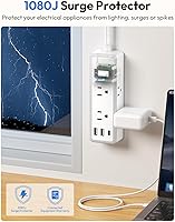 NTONPOWER Flat Plug Power Strip 15 ft Extension Cord Surge Protector — image 4