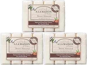 A LA MAISON Sweet Almond Bar Soap (8 Bars, 3.5 oz each)