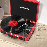 Victress TE-001F-RD Vinyl Record Player — image 8