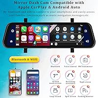 AMprime RM 9.66-inch Mirror Dash Cam with Wireless CarPlay & Android Auto — image 2