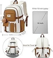 Laptop Backpack 15.6 Inch Beige Khaki — image 5